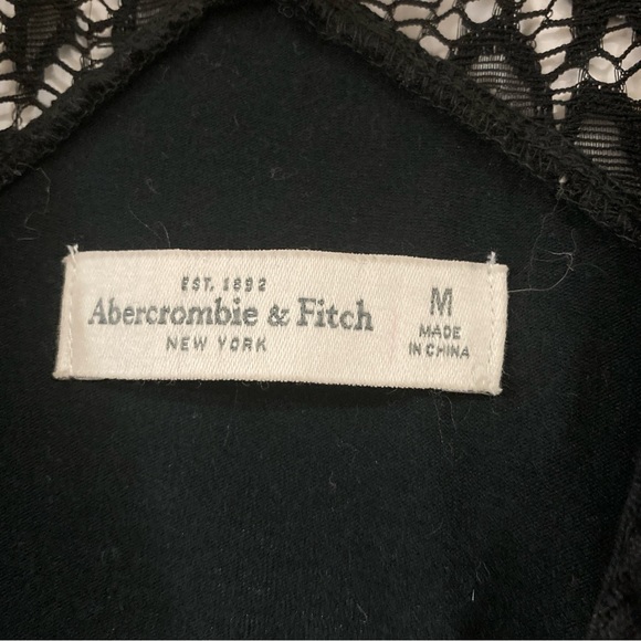 Abercrombie & Fitch Lace Cutout Waist Short Party Dress 3/4 Sleeves Black Sz M - Picture 6 of 16